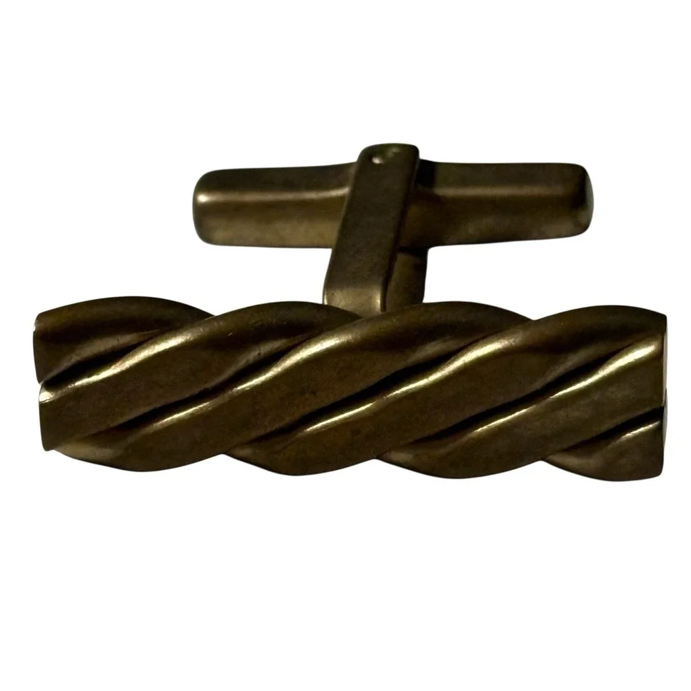Brass VTG Cufflinks Rope Braid Design Possibly Handmade Unique‎ Repaired Read